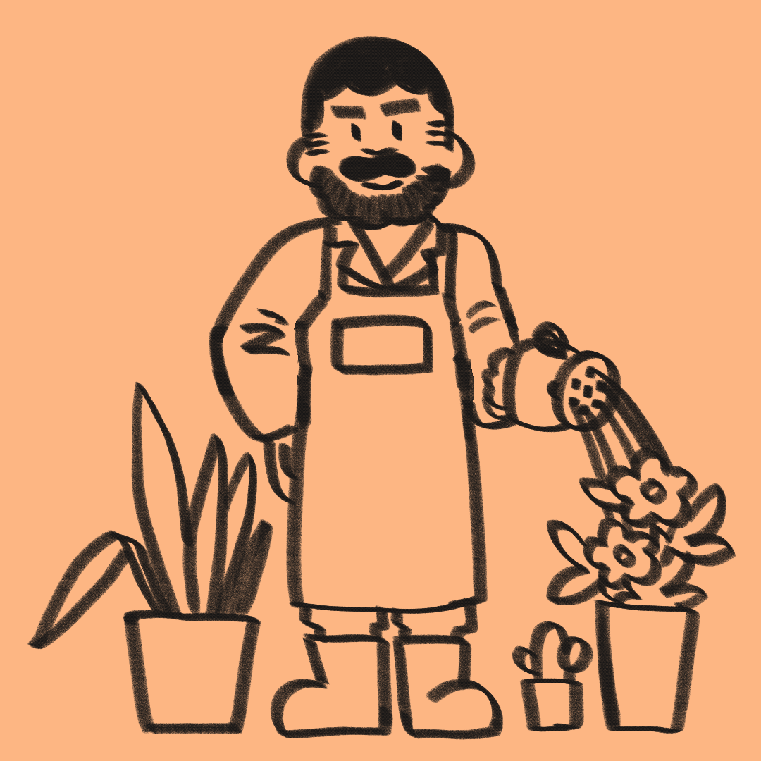 Parent watering plants animation
